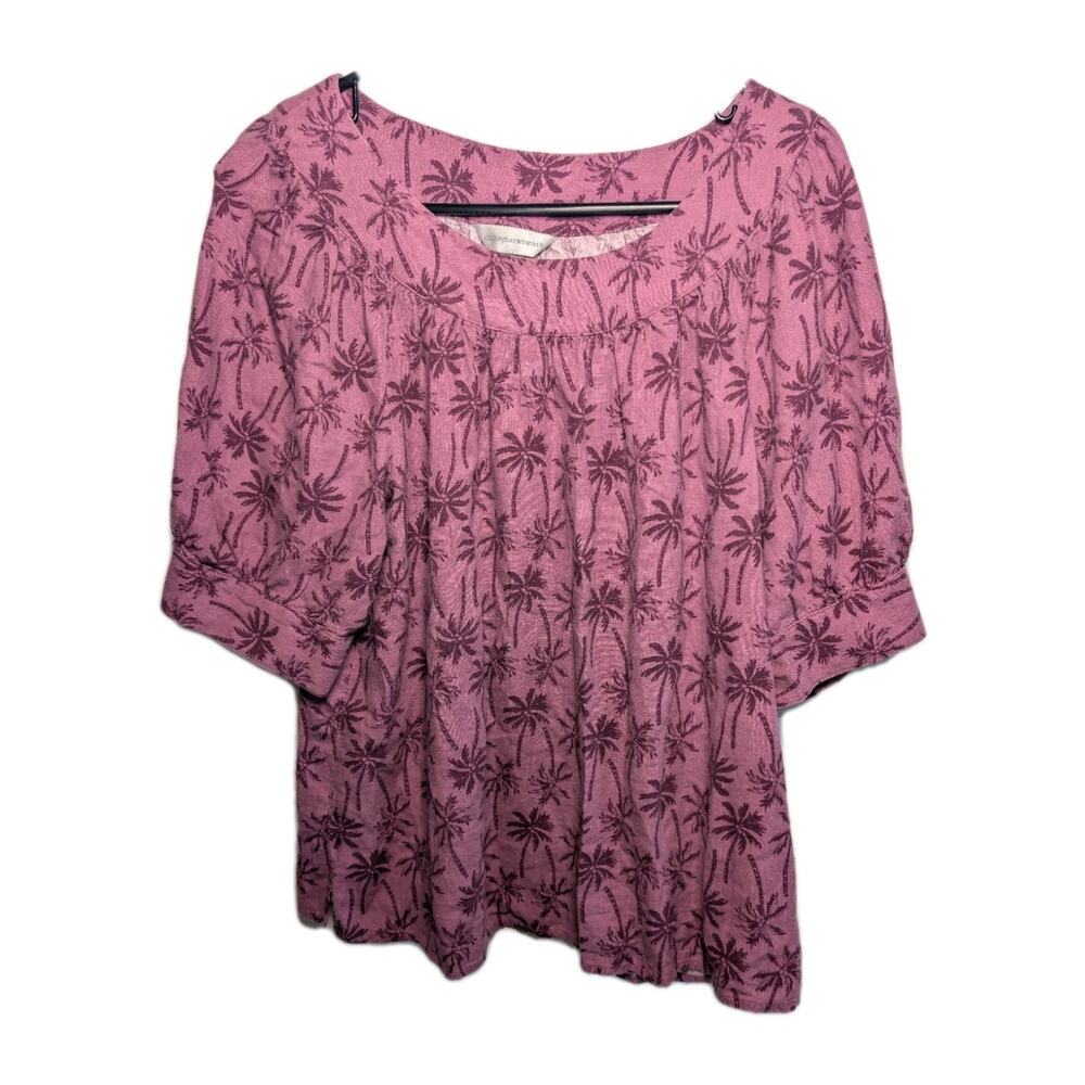 Christopher & Banks Shirt Linen Tunic Blouse Peasant Swing Top Women's Medium